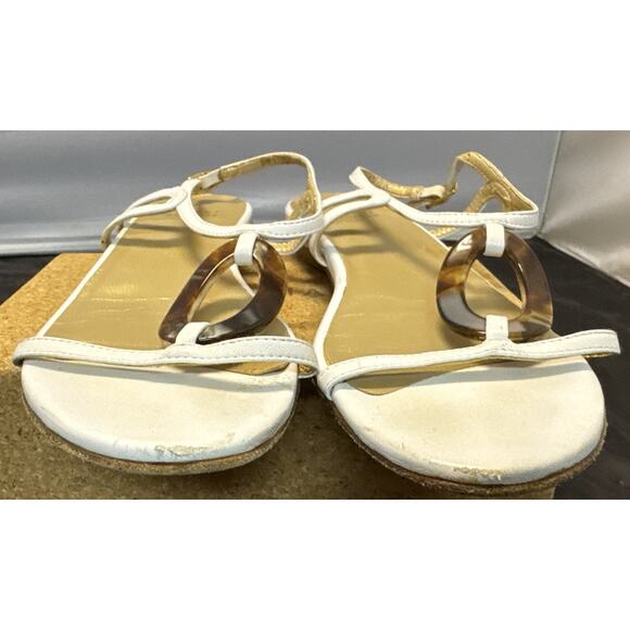 Stuart Weitzman White Tortoise Shell Patent Leather Sandals Women’s 6.5 Shoes - Picture 9 of 15